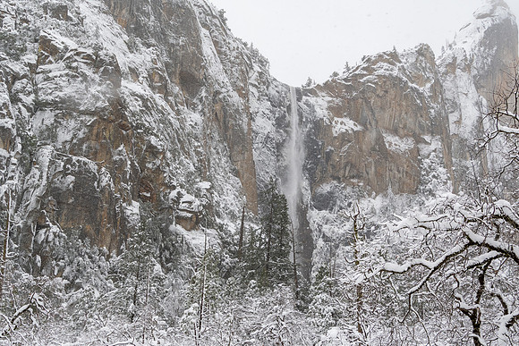Bridalveil Falls in Snow