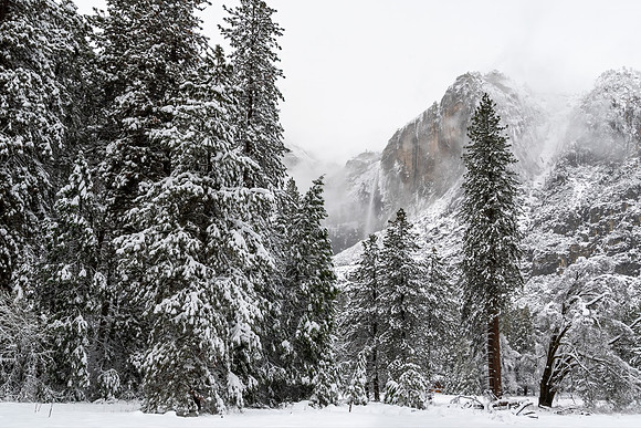 Upper Yosemite Falls in Snow