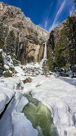 Lower Yosemite Falls with couple