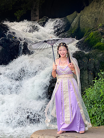 Posing at Yangshuo Waterfall II