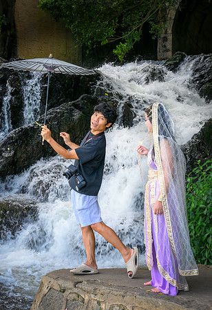 Posing at Yangshuo Waterfall I